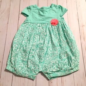 Turquoise Pink Floral Romper Spring Summer Outfit